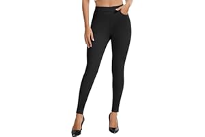 AVAMO Work Pants Women Stretchy Pull On High Waisted Dress Pants Skinny Leggings with Pockets Business Office Teacher Yoga