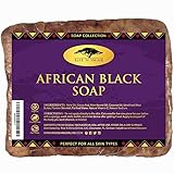 Raw African Black Soap Bar with Coconut Oil and Shea Butter - Body Wash, Shampoo and Face Wash - Helps Clear Dry Skin, Acne, Eczema, Psoriasis - Authentic Organic Homemade Soap Bar from Ghana (16 oz)