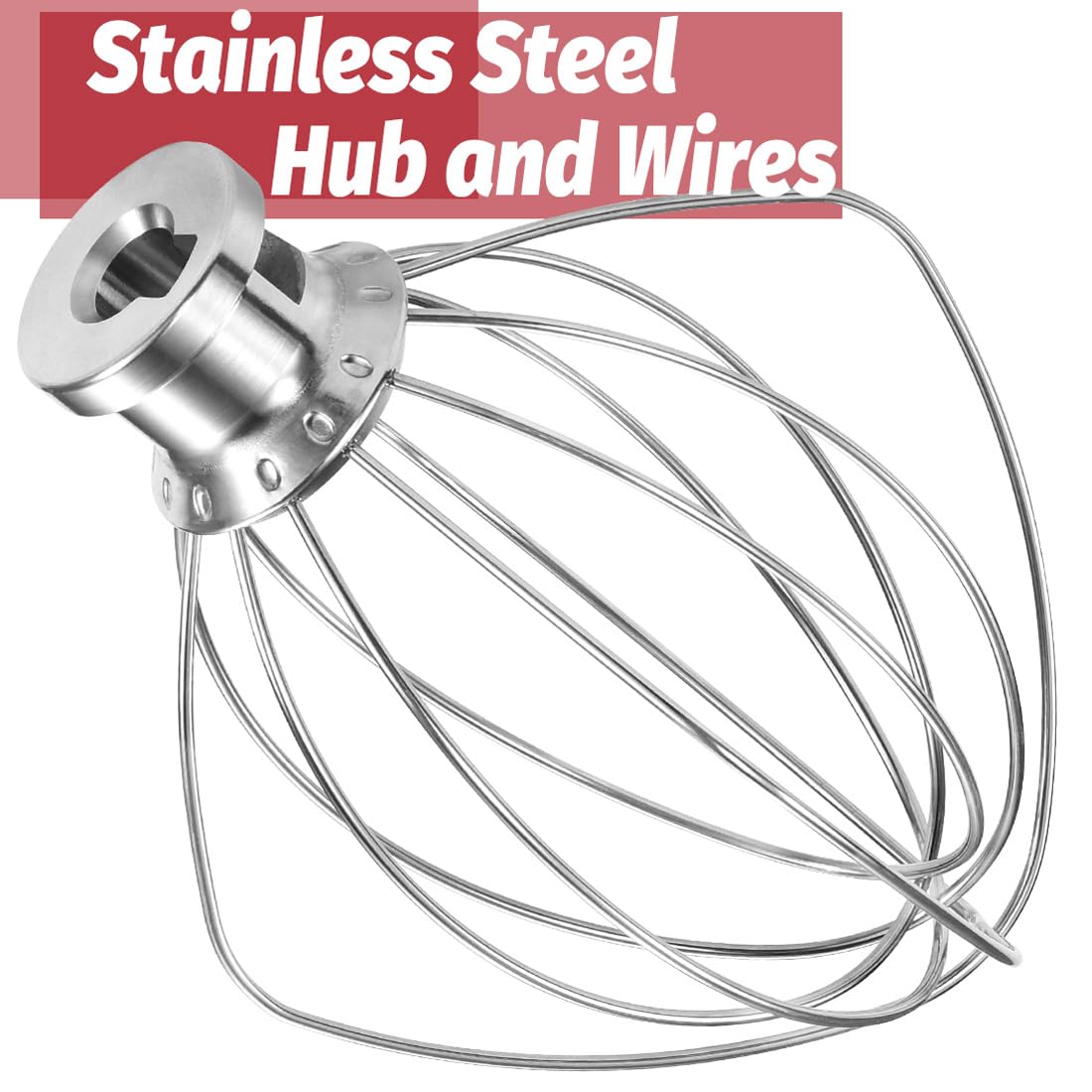 K45WW Dishwasher Safe Wire Whip Attachment 6 Wire Whisk Upgrade Real Stainless Steel Fits KitchenAid Tilt-Head Stand Mixer for Egg Heavy Cream Beater, Cakes Mayonnaise