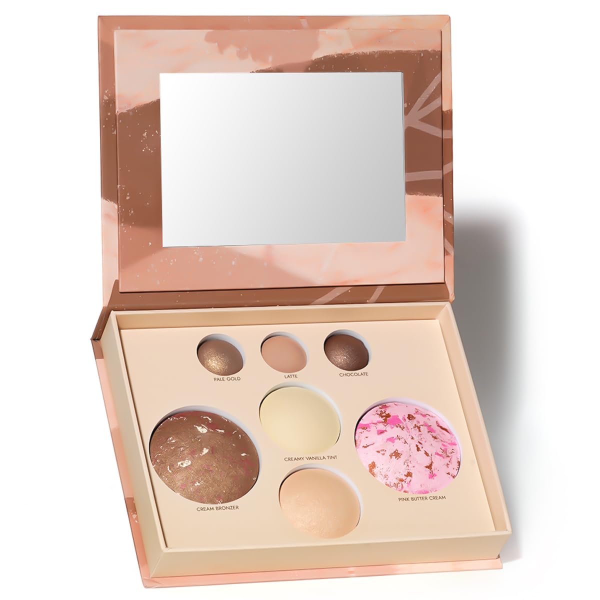 Photo 1 of Baked Makeup Palette with Bronzer, Blush Eyeshadows Multi-Purpose Travel Compact, Velvety Smooth Finish, Neutral Pigmented Colors, Vegan Cruelty, Gift Set for Women