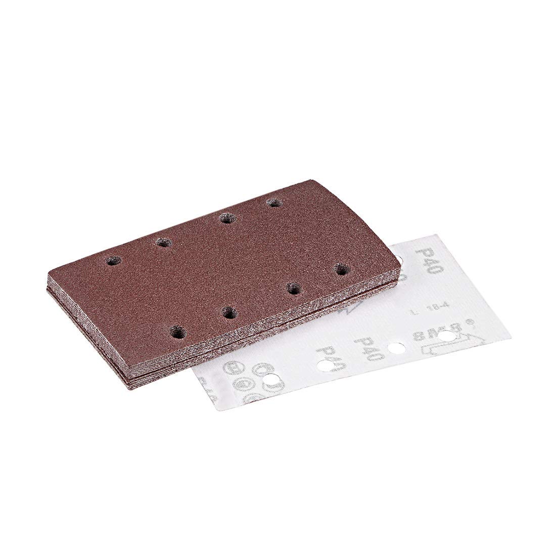 TA-VIGOR 15Pcs Sanding Sheets 40 Grit, 95mm x 185mm Rectangular Sandpaper Hook and Loop 8 Holes Sander Pads for Electric Sander
