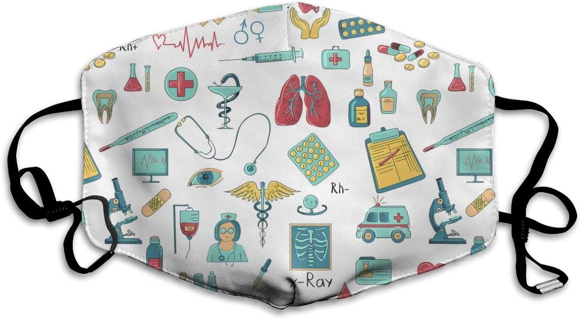 Mouth Mask For Daily Dress Up, Abstract Medical Logo Anti-dust Mouth-Muffle, Washable Reusable Holiday Half Face Masks For Mens And Womens With Adjustable Earloop