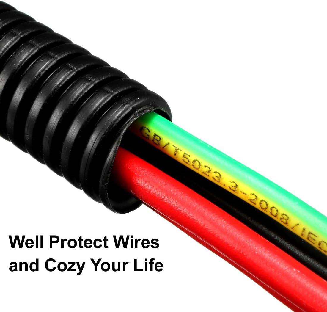 Sourcingmap 4.6 M 7 x 10 mm PP Flexible Corrugated Conduit Tube for Garden,Office Black, 7mmx10mmx4600mm - Image 4