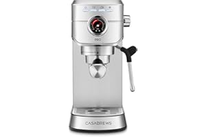 CASABREWS 5418 PRO Espresso Machine 20 Bar, Upgraded Espresso Maker with Powerful Steam Milk Frother, Stainless Steel Coffee Machine with Fast Heating System for Cappuccino, Latte, Silver