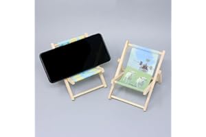 2PCS Fun Cell Phone Holder Creative Canvas Beach Wood Chair Phone Holder Adorable Deck Chair Mobile Phone Holder Cute Tableto