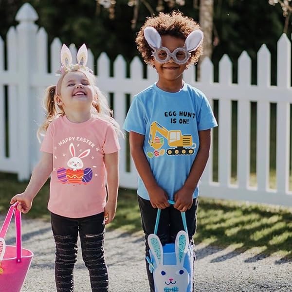 MUJOQE BABY GIRL EASTER SHIRTS TODDLER BUNNY OUTFITS SHORT SLEEVE KIDS EASTER EGGS T-SHIRT COTTON TOP 2 YEARS