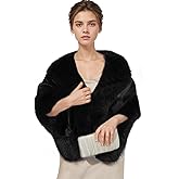 SUKUTU Faux Fur Shawl Winter Warm Luxury Cloak Coat Wrap Cape for Party Weeding Party Evening Dresses
