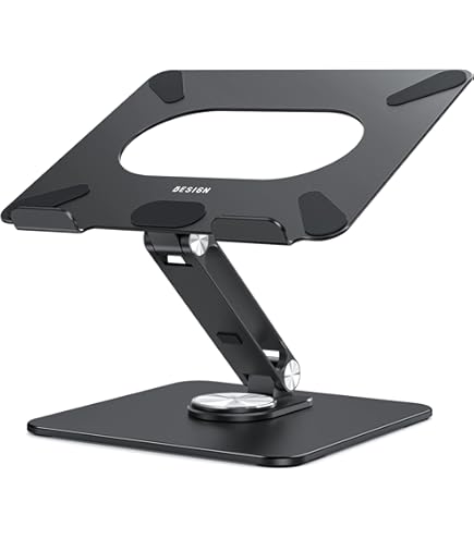 Support Ordinateur Portable Pliable Trust Primo - 6 Hauteurs Réglables, Antidérapant, Portable Jusqu'à 16" - Ergonomique Bureau, Maison