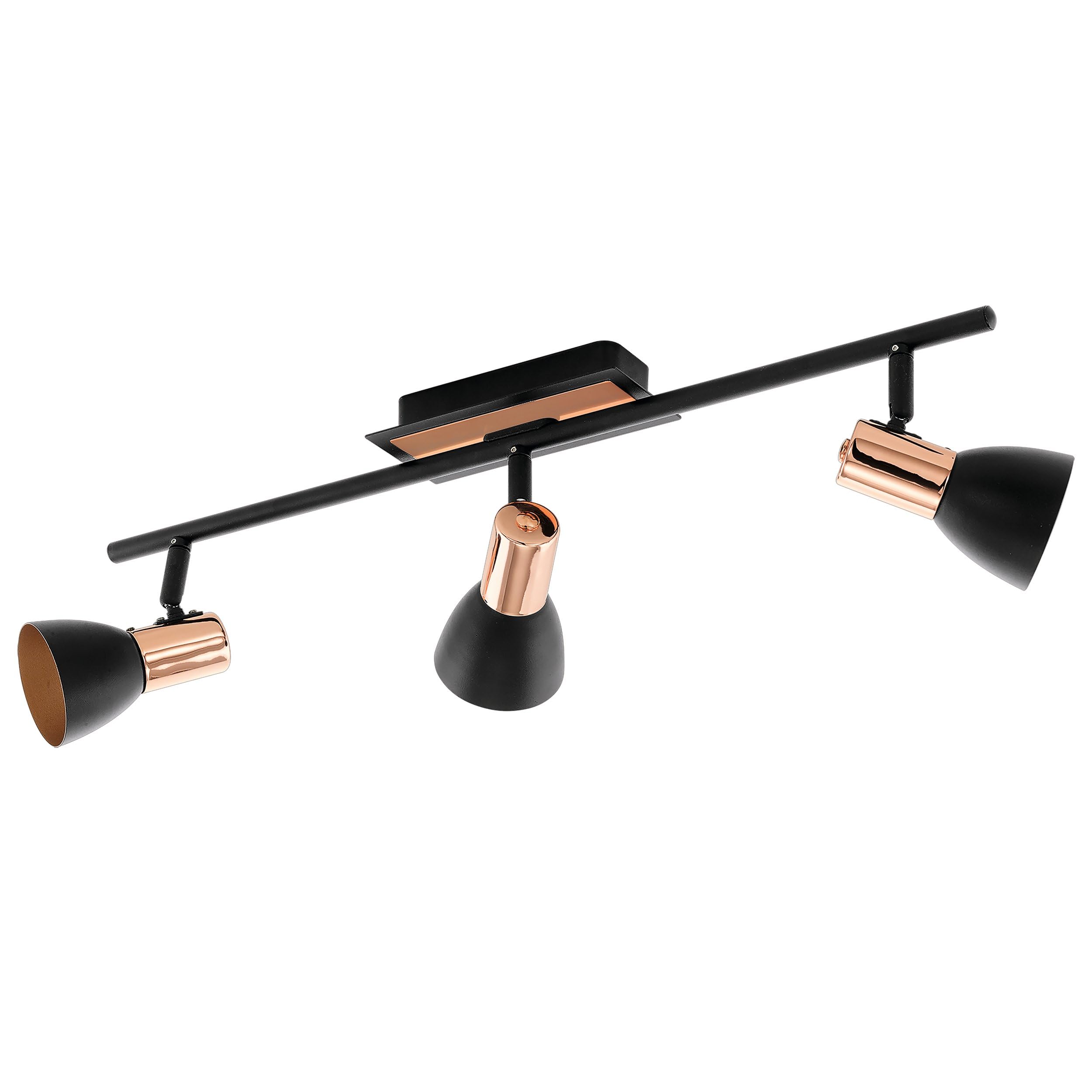 Eglo LED Ceiling Light Barnham, 3-Light Ceiling lamp, Metal Spotlight, Living Room lamp in Black and Copper, Hallway Light, Spots with GU10 Bulbs, Warm White