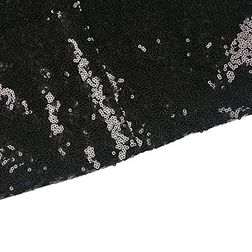 HaoDuoYi Women's Sparkly Sequins Pocket Side Open Front Casual Coat Jacket(L,Black)