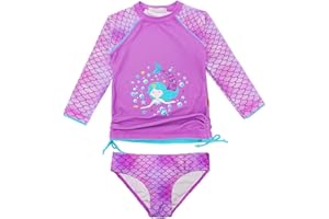 weVSwe Girls Rash Guard Swimsuit Rare Hem Cuffs Bathing Suit UPF 50+ Protection