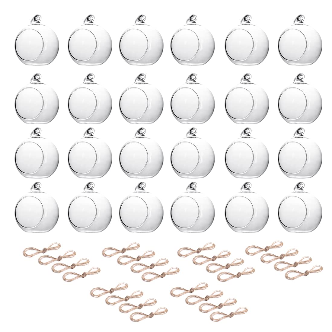 MEETOZ 24 Pcs Hanging Tealight Candle Hoder Glass Globes Terrarium, 2.36 Inches Diameter, Wedding Party Tree Decoration, Globe Ornament for Air Plant (24pcs)