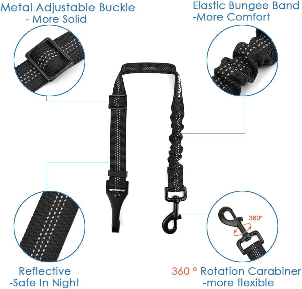 SlowTon Dog Seat Belt, 2 Packs Latch Bar & Isofix Dog Car Seatbelt with Anti-Shock Elastic Bungee Buffer - Image 5