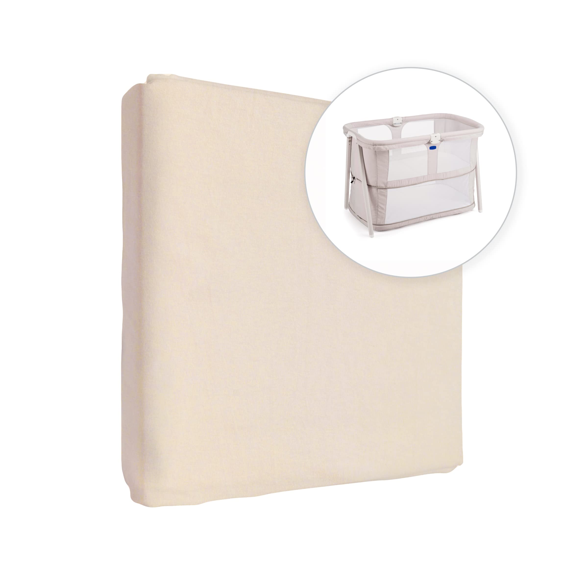 Jersey 100% Cotton Fitted Sheet for 95 x 65 cm Baby Travel Cot Mattress (Ecru) — image 1
