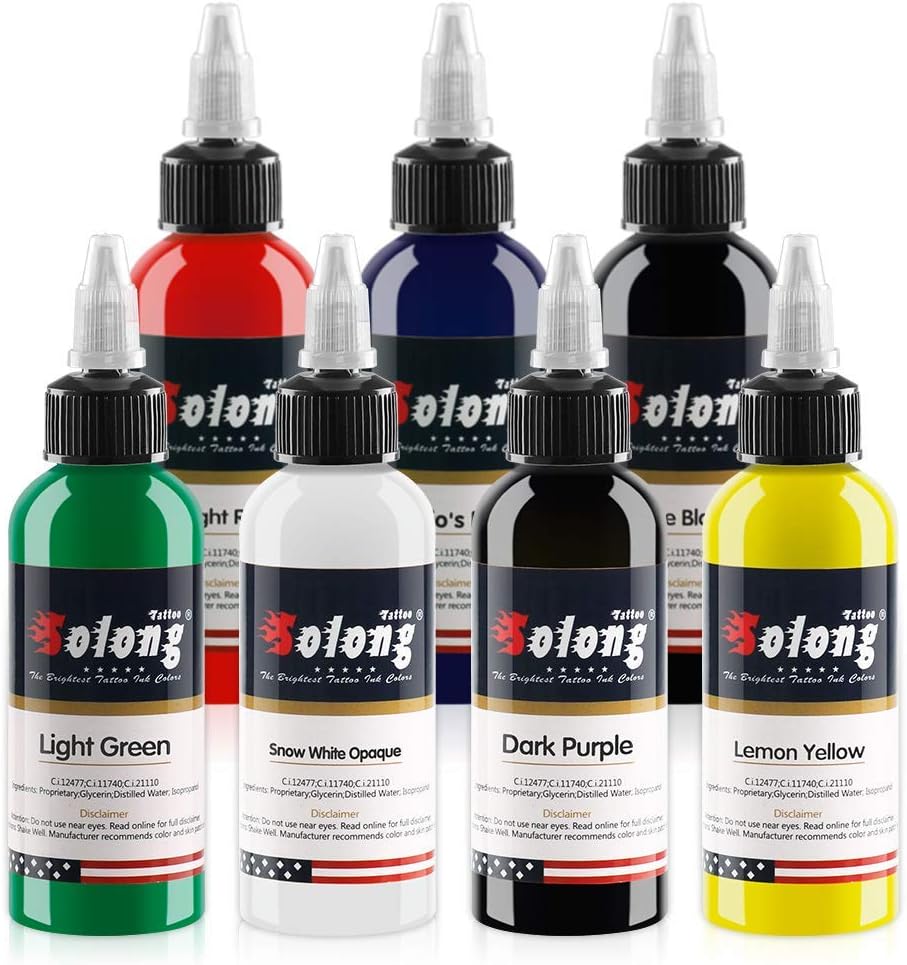 Tattoo Ink Professional Ink Set 1 OZ 7 Basic Pigment Colors TI302-30-7W With FDA certification