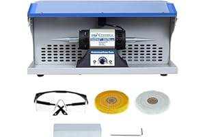 CTISMICE Jewelry Bench Polisher, Adjustable Variable Speed Polishing Buffing Machine, 500W Buffer Grinder with Exhaust Fan Blower, Dust Collector, Work Light and Motor Housing for Jewelry, Metal, Wood