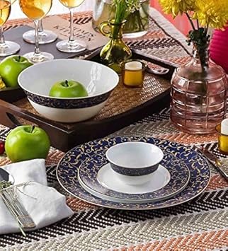 LaOpala Bone China Anssa Set (Blue) - Set of 33 Pieces