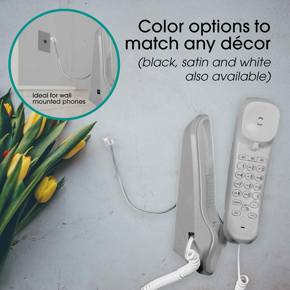 Power Gear Telephone Line Cord, 8 Inch Short Phone Cord, Modular Jack Ends, Works for Phone, Modem or Fax Machine, For Use in Home or Office, Gray, 76114