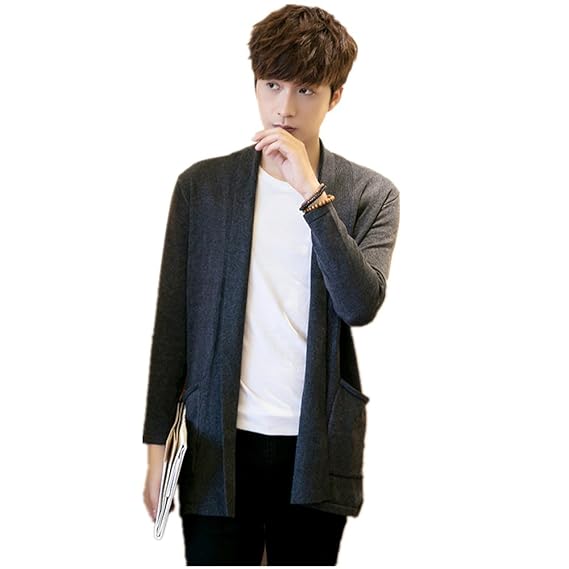 Amazon Angelo カーディガン メンズ 無地 ニット ロング丈 コーディ