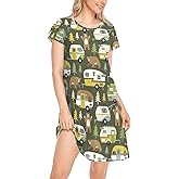 Peystean Daily Beautiful Chic Pattern Women's Girls Comfy Nightgown Short Sleeve Nightshirts Loose Loungewear PJ Dress S-XXL