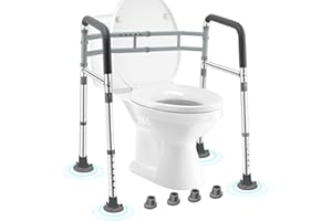 BROSIVE Toilet Safety Rails for Seniors, Adjustable & Foldable Toilet Frame for Elderly and Disabled, Handicap Toilet Handles Fits Any Toilet (350 lb)