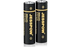 JESSPOW 2 Pack 14500 Battery 3.7V Rechargeable Batteries, 800mAh I45OO Rechargeable Batteries 3.7V Battery for Flashlight, Toys etc.