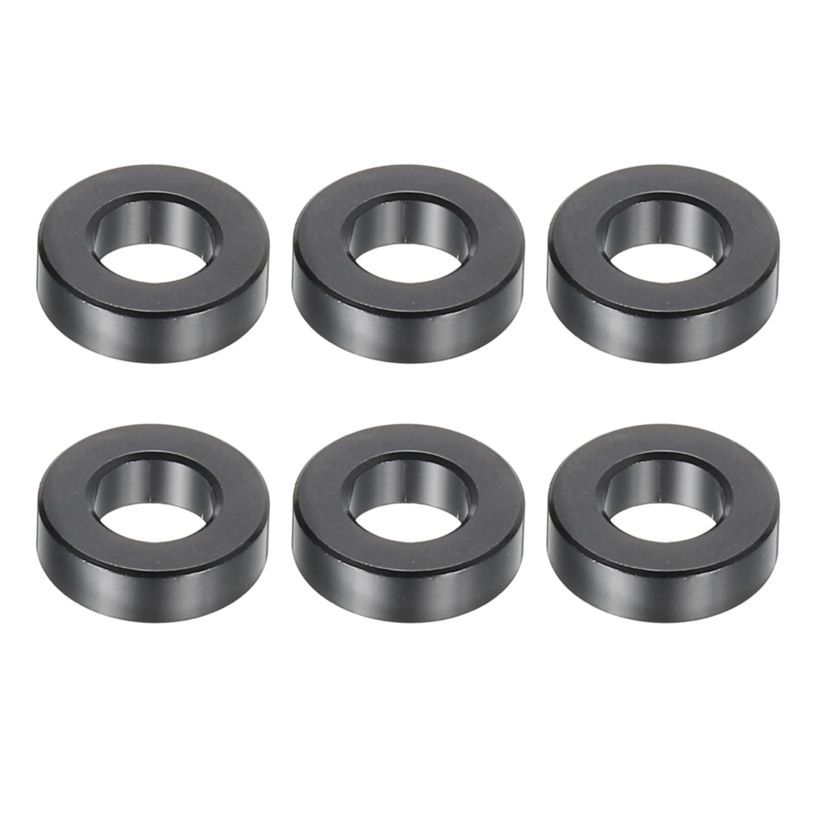 PATIKIL M5 Aluminum Spacers, 6 Pcs Metal Spacers Aluminum 5.2mm ID x 10mm OD x 3mm L Aluminum Spacer Screw Standoff Round for 1/5" or M5 Screw Bolts,Black