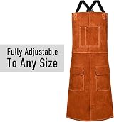 LeaSeek Leather Welding Apron Heat Resistant Flame Retardant Heavy Duty BBQ Bib view 3