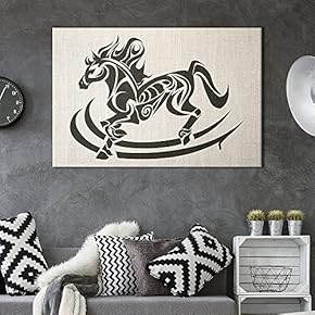 Canvas Wall Art - Horse Pattern on Vintage Background - Giclee Print Gallery Wrap Modern Home Art Ready to Hang - 12x18 inches