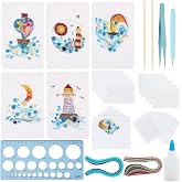WEBEEDY 20 Sets Paper Quilling Kit for Adults Beginners 5 Styles Lighthouses Boats Waves Love Theme Quilling Greeting Card Making Kit with Instruction Ideal Gift for Sailing Enthusiasts