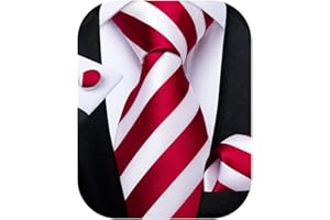 DiBanGu Christmas Ties for Men Xmas Holiday Necktie and Pocket Square Cufflinks Set Vacation Festive Necktie with Gift Box