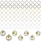 PH PandaHall 168pcs 17mm Round Open Bezel Connector Charms 7 Colors Hollow Bezel Pendants Blanks Frame Pendant Trays Connector Charms for DIY Craft UV Resin Pressed Flower Jewelry