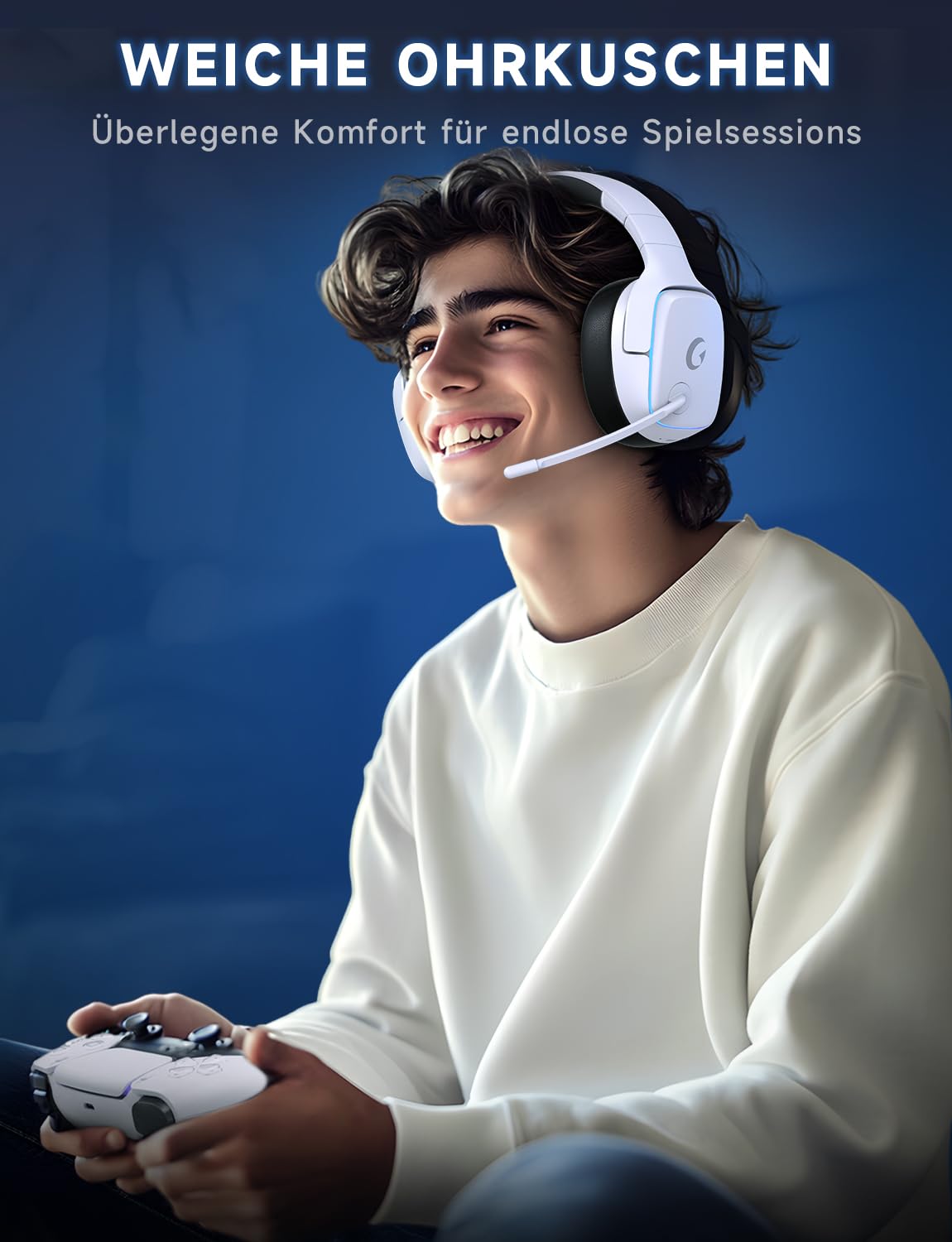 Gvyugke PS5 Headset Wireless, Gaming Headset für PS5, PS4, PC, Switch, Kopfhörer Kabellos Bluetooth 5.3, 2.4GHz Wireless Headset mit Mikrofon, 7.1 Surround Sound, 70 Stunden, RGB Lichter 8