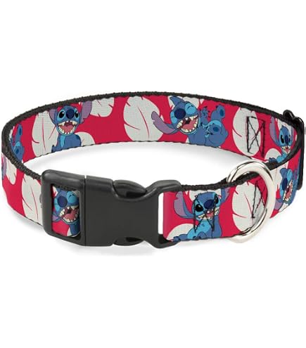 Buckle-Down Hundehalsband – Sicherheitsgurt-Schnalle, Stitch/Hibiskus Design, 1,5 Zoll Breit, Größe M (40–58 Cm)