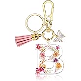 Vadaka Alphabet Initial Letter Keychain Tassel Butterfly Keychain for Wallet Backpack Handbags Initial Key Chain for Women