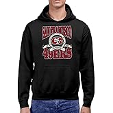 Hybrid Sports NFL - San Francisco 49ers - Stacked Banner Circle - Men's and Women's Pullover Hooded Fleece Sweatshirt - Size Small - BLACK