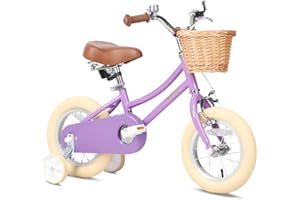 Petimini Girls Bike with Basket for 2-12 Years Old Kids, 12 14 16 18 20 Inch Bicycle with Bell Training Wheels, Multiple Colors