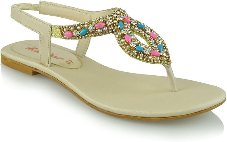 diamante toe post flat sandals