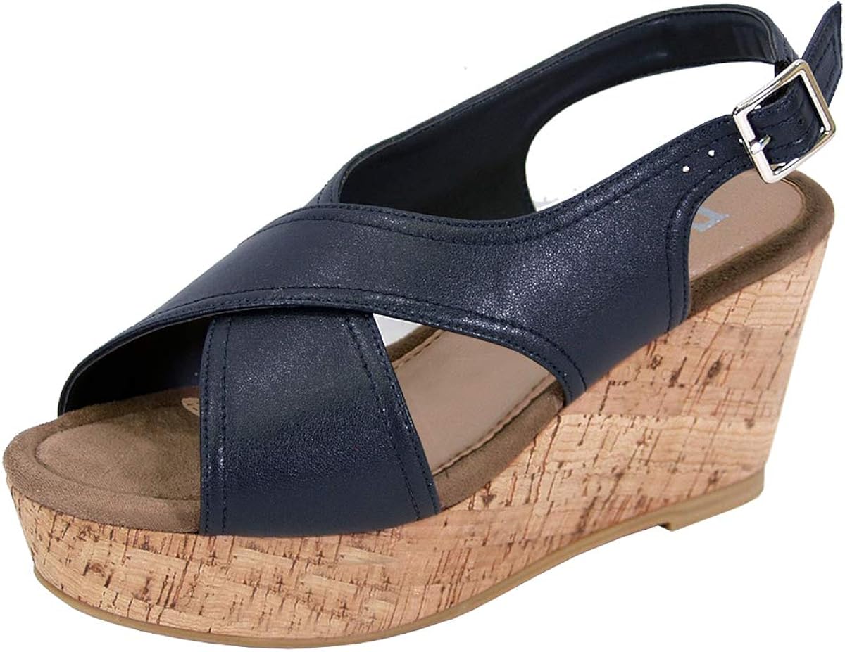 Fuzzy Anya Women's Wide Width Platform Wedge Slingback Casual Sandals Amazon.ca Shoes & Handbags