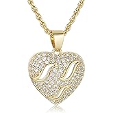AsAlways Heart Necklace for Women Dainty Samll 14K Gold Plated Cubic Zirconia Love Heart Pendant Necklace Jewelry Gift