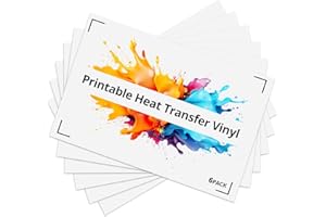HTVRONT Printable Heat Transfer Vinyl by LOKLiK - 6Pcs Vivid Colors & Durable Heat Transfer Paper for T-shirts, 8.5"x11" Inkjet Printer Compatible HTV, Easy to Cut & Weed & Transfer