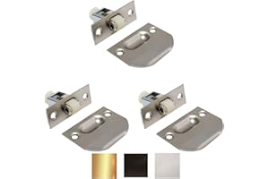 Litepak Adjustable Roller Catch for Furniture Closet Door Cabinet w/Strike Plate & Screws (3 Pack, Satin Nickel)