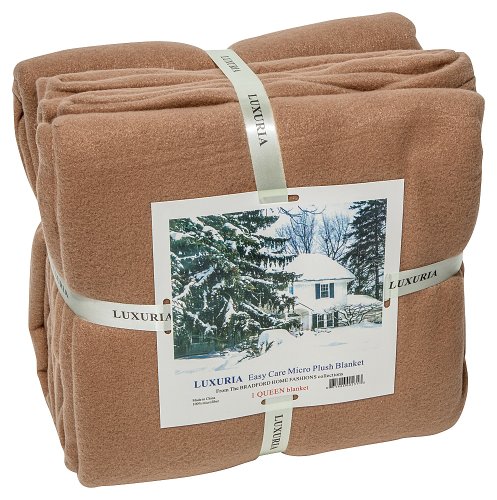 LUXURIA Micro Plush QUEEN Blanket, CAMEL