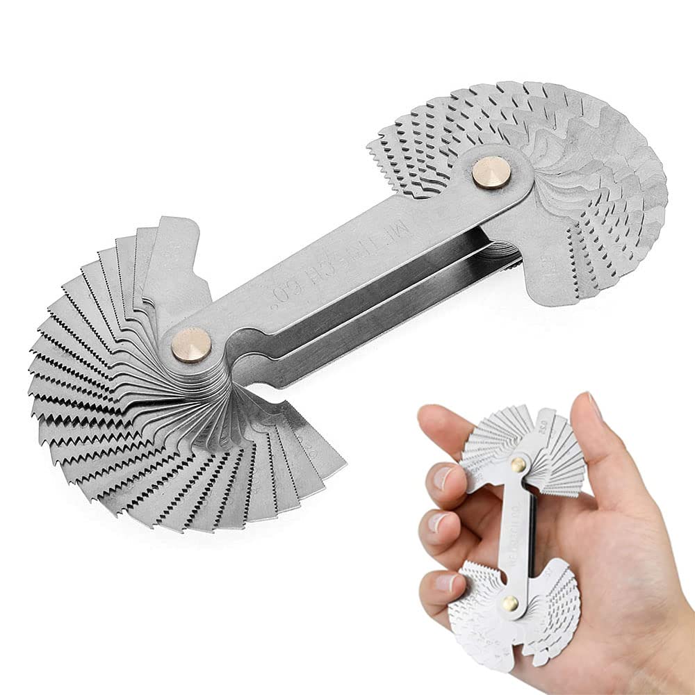 Screw Pitch Gauge, Screw Pitch Measuring Tool, Screw Thread Pitch Cutting Gauge Tool, for Industrial Measurement Metric & Imperial & US Screw Gauge (52pcs Metric and Imperial Thread Gauge)