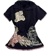 Vintage Alt Graphic Tees Y2k Grunge Polo Shirts Teen Girls Women Whimsy Twee 2000s Short Sleeve Collared Tops