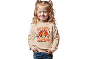 CM C&M WODRO Toddler Baby Girl Thanksgiving Sweatshirt Cutest Turkey at The Table Pullover Shirt Kids Outfit