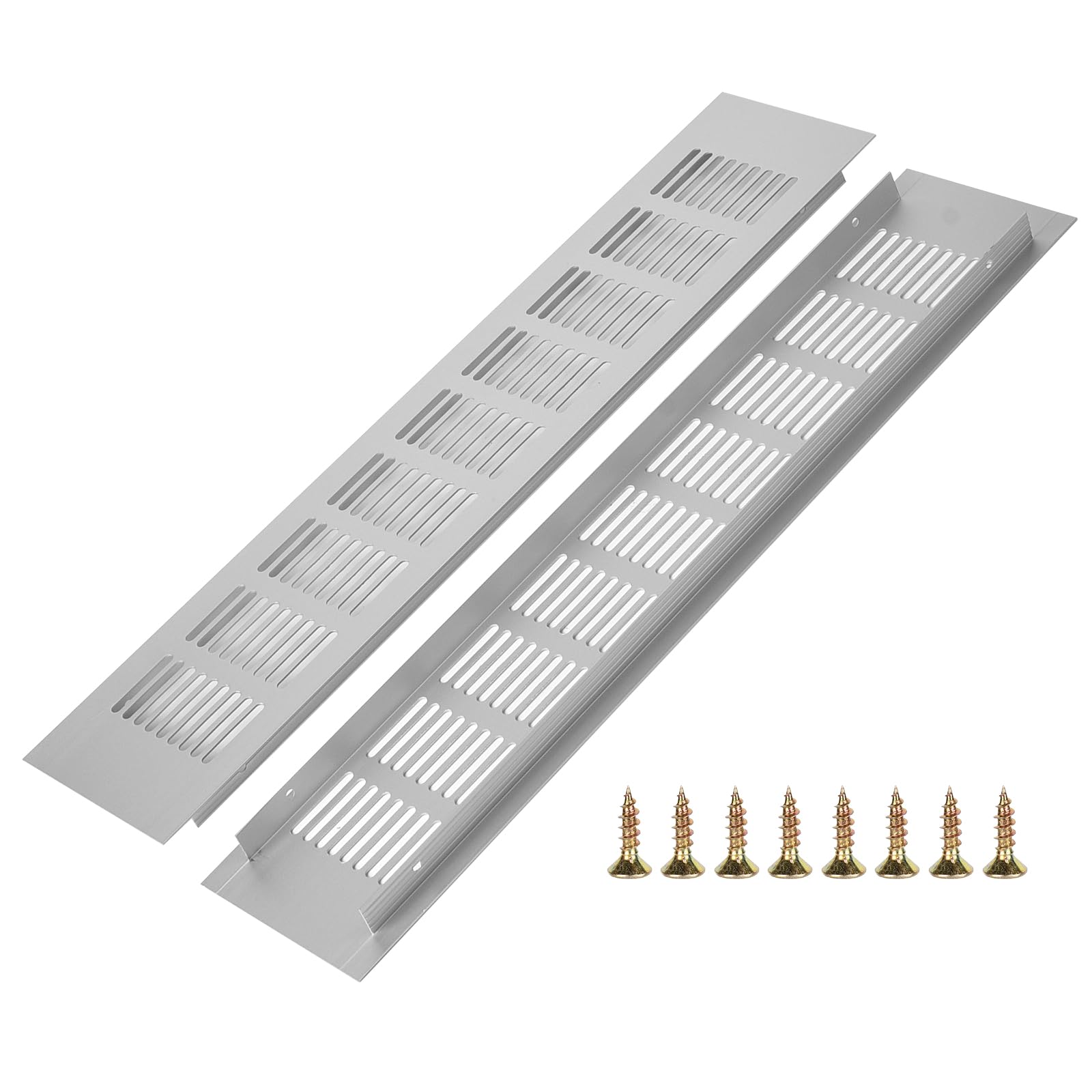 2PCS Air Vent Grille Cover, Aluminum Alloy Kitchen Air Vent Cover Cupboard Vents Wardrobe Fridge Vent Louvred Wall Vent Grille Ventilation Cover with Screw 80mm x 400mm — image 1