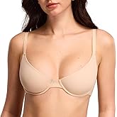 DOBREVA Women's Balconette Unlined Plunge Bra Underwire Demi Plus Size Bras Lounge Comfort
