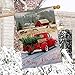 Dyrenson Merry Christmas 28 x 40 House Flag Red Truck Double Sided, Xmas Farmhouse Quote Burlap Garden Yard Decoration, Rustic Winter Vintage Seasonal Outdoor Décor Decorative Large Flag for Holiday