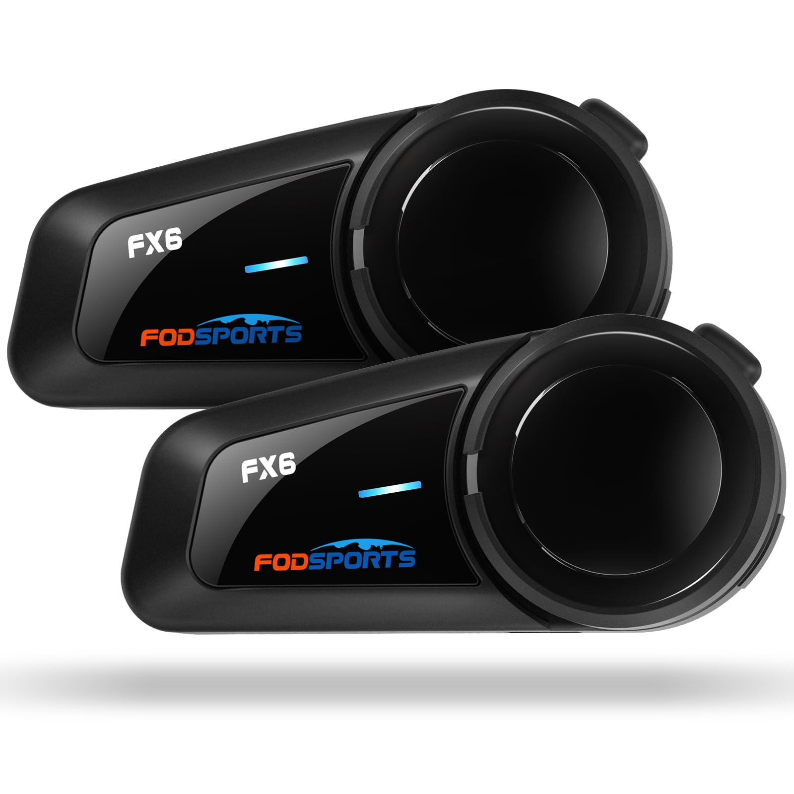Fodsports FX6 Bluetooth Intercom System for 6 Riders - Motorcycle Helmet Headset with FM Radio, Stereo Music, Waterproof, Handsfree, GPS - 2 Pack